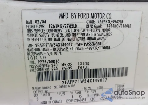 2004 Ford Crown Victoria Police z USA, uszkodzony, nr VIN 2FAFP71W54X149017